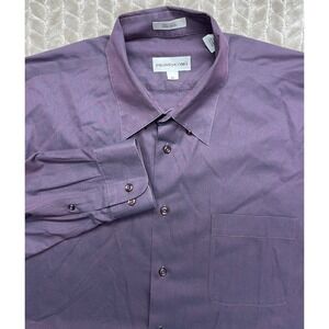 Pronto Uomo Mens  XL‎  80's 2-ply Non Iron Cotton Purple Button down Dress Shirt